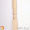 Barreau en bois - Tourné 1-3/4" x 39" - Vue de face - Pin blanc noueux | Wood turned baluster - 1-3/4" x 39" - Front view - Knotty white pine