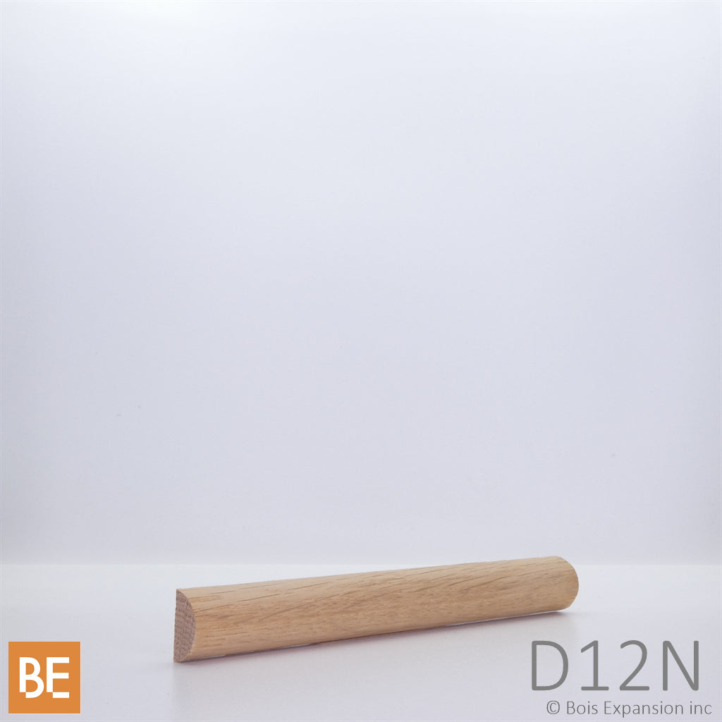 Demi-rond en bois - D12N - 3/8 x 3/4 - Chêne rouge | Wood half round - D12N - 3/8 x 3/4 - Red oak