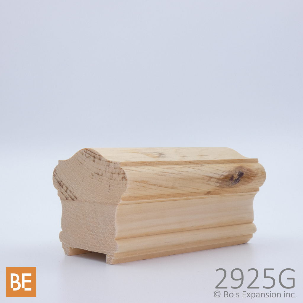 Main courante en bois - 2925G Rainurée - 3-1/8" x 3-9/16" - Pin blanc noueux | Wood handrail - 2925G - Grooved - 3-1/8" x 3-9/16" - Knotty white pine