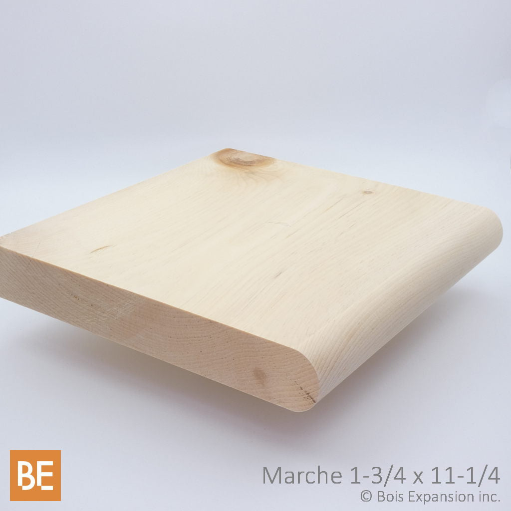 Marche en bois pour l'extérieur 1-3/4 x 11-1/4 po | Pin blanc noueux ...