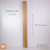 Poteau carré rainuré - 6300Z Zen - 3" x 3" x 48" - Chêne rouge | Grooved square newel post - 6300Z Zen - 3" x 3" x 48" - Red oak