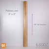 Poteau carré rainuré - 6300Z Zen - 3" x 3" x 48" - Merisier | Grooved square newel post - 6300Z Zen - 3" x 3" x 48" - Yellow birch