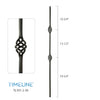 Balustre carré en acier forgé avec motif de panier - Noir satin | Round baluster in forged steel with basket design - Satin black