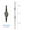Balustre rond en acier forgé avec motif de panier - Cuivre brûlé | Round baluster in forged steel with basket design - Burnt penny