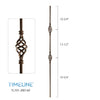 Balustre rond en acier forgé avec motif de panier - Cuivre brûlé | Round baluster in forged steel with basket design - Burnt penny