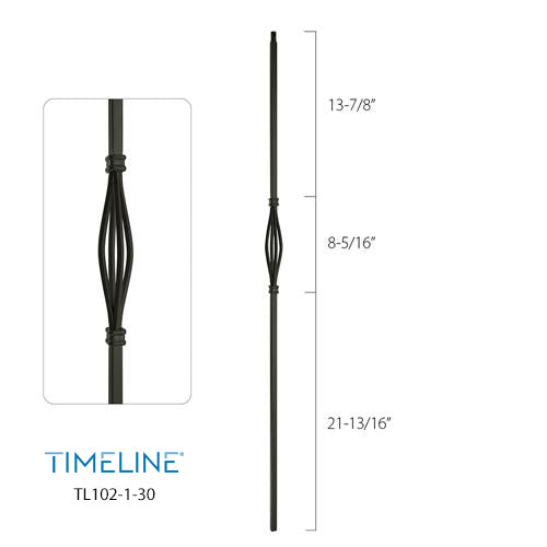 Balustre carré en acier forgé avec motif de panier - Noir satin | Square baluster in forged steel with basket design - Satin black