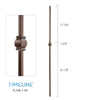 Balustre carré en acier forgé avec bague classique - Cuivre brûlé | Square baluster in forged steel with classic collar - Burnt penny