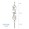 Balustre carré en acier forgé avec volutes - Gris métal | Square baluster in forged steel with scolls - Metal grey