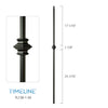 Balustre carré en acier forgé avec bague détaillée - Noir satin | Square baluster in forged steel with detailed collar - Satin black