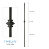Balustre carré en acier forgé avec bague détaillée - Noir texturé | Square baluster in forged steel with detailed collar - Wrinkled black