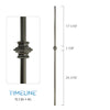 Balustre carré en acier forgé avec bague détaillée - Gris métal | Square baluster in forged steel with detailed collar - Metal grey