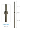 Balustre carré en acier forgé avec bague détaillée - Gris pavé | Square baluster in forged steel with detailed collar - Pavestone