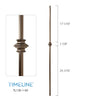 Balustre carré en acier forgé avec bague détaillée - Cuivre brûlé | Square baluster in forged steel with detailed collar - Burnt penny