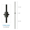 Balustre rond en acier forgé avec bague détaillée - Noir texturé | Round baluster in forged steel with detailed collar - Wrinkled black