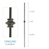 Balustre rond en acier forgé avec bague détaillée - Gris métal | Round baluster in forged steel with detailed collar - Metal grey