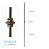 Balustre rond en acier forgé avec bague détaillée - Cuivre brûlé | Round baluster in forged steel with detailed collar - Burnt penny