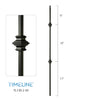 Balustre carré en acier forgé avec bague détaillée - Noir satin | Square baluster in forged steel with detailed collar - Satin black