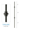 Balustre carré en acier forgé avec bague détaillée - Noir texturé | Square baluster in forged steel with detailed collar - Wrinkled black