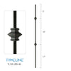 Balustre rond en acier forgé avec bague détaillée - Noir texturé | Round baluster in forged steel with detailed collar - Wrinkled black