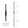 Balustre rond en acier forgé avec motif de toupie - Noir texturé | Round baluster in forged steel with spinning top design - Wrinkled black