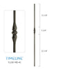 Balustre rond en acier forgé avec motif de toupie - Gris métal | Round baluster in forged steel with spinning top design - Metal grey