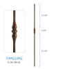 Balustre rond en acier forgé avec motif de toupie - Cuivre brûlé | Round baluster in forged steel with spinning top design - Burnt penny