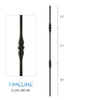 Balustre rond en acier forgé avec motif de toupie - Noir texturé | Round baluster in forged steel with spinning top design - Wrinkled black
