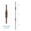 Balustre rond en acier forgé avec motif de toupie - Cuivre brûlé | Round baluster in forged steel with spinning top design - Burnt penny