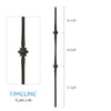 Balustre carré en acier forgé avec bague détaillée - Noir texturé | Square baluster in forged steel with detailed collar - Winkled black