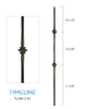 Balustre carré en acier forgé avec bague détaillée - Gris métal | Square baluster in forged steel with detailed collar - Metal grey