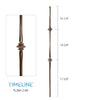 Balustre carré en acier forgé avec bague détaillée - Cuivre brûlé | Square baluster in forged steel with detailed collar - Burnt penny