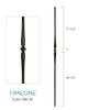 Balustre rond en acier forgé avec motif de toupie - Noir satin | Round baluster in forged steel with spinning top design - Satin black