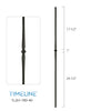 Balustre rond en acier forgé avec motif de toupie - Noir texturé | Round baluster in forged steel with spinning top design - Wrinkled black