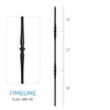 Balustre rond en acier forgé avec motif de toupie - Noir satin | Round baluster in forged steel with spinning top design - Satin black