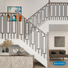 Barreau d'escalier en métal - Carré avec formes géométriques - Rectangle TL96 - 1/2" x 44" - Acier