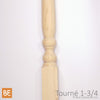 Barreau en bois - Tourné 1-3/4" x 39" - Vue de face - Pin blanc noueux | Wood turned baluster - 1-3/4" x 39" - Front view - Knotty white pine