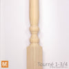 Barreau en bois - Tourné 1-3/4" x 39" - Vue isométrique - Pin blanc noueux | Wood turned baluster - 1-3/4" x 39" - Isometric view - Knotty white pine