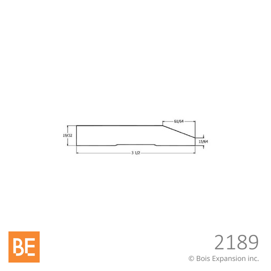 Cadrage en fibre de bois avec apprêt - MFP2189 Biseauté - 5/8" x 3-1/2" - MDF