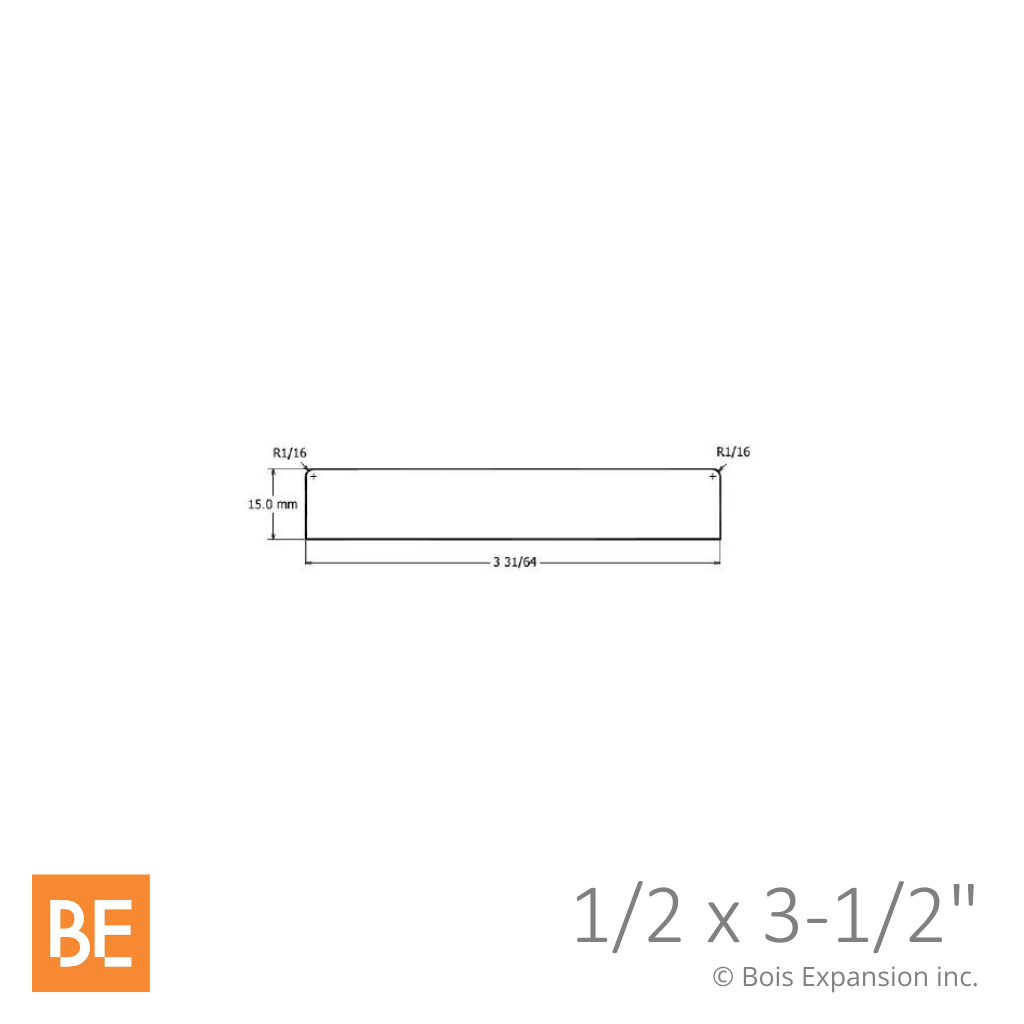 Planche en fibre de bois avec apprêt - B4F 1/2 x 3-1/2 - MDF | Primed MDF plank - S4S - 1/2 x 3-1/2 - Fiberboard