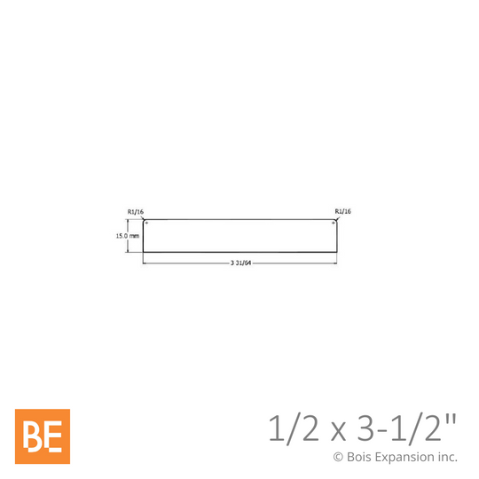 Planche en fibre de bois avec apprêt - B4F 1/2" x 3-1/2" - MDF