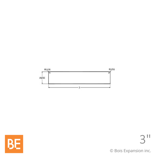 Planche en fibre de bois avec apprêt - B4F 5/8" x 3" - MDF