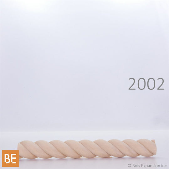 Moulure torsadée en bois - 2002 Corde demi-rond - 9/32" x 11/16"