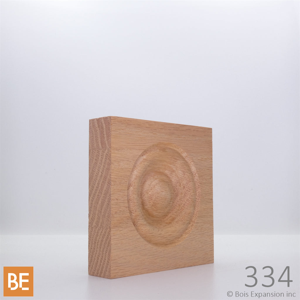 Rosette en bois - MLR334 Cercles - 7/8 x 3-3/4 - Chêne rouge | Wood corner block - MLR334 Circles - 7/8 x 3-3/4 - Red oak