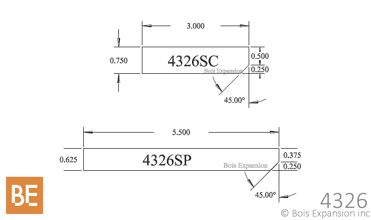 Plinthe en bois - 4326SP Zen - 5/8 x 5-1/2 - Dessin technique | Wood baseboard - 4326SP Zen - 5/8 x 5-1/2 - Technical drawing