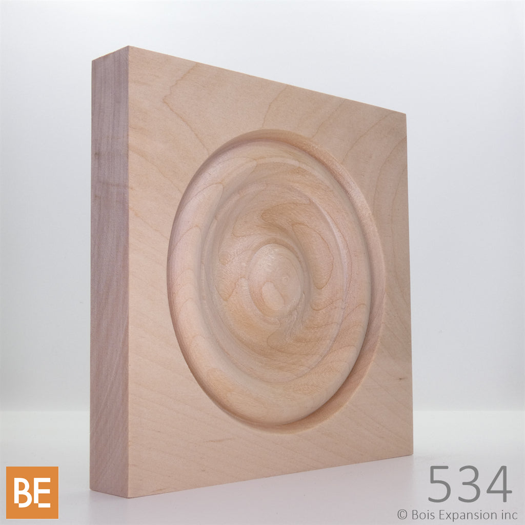 Rosette en bois - MLR534 Cercles - 7/8 x 5-3/4 - Merisier | Wood corner block - MLR534 Circles - 7/8 x 5-3/4 - Yellow birch