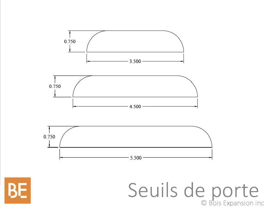 Seuil de porte en bois -  Seuil 3 - 3/4 x 5-1/2 x 36 - Dessin | Door step - Seuil 3 - 3/4 x 5-1/2 x 36 - Drawing