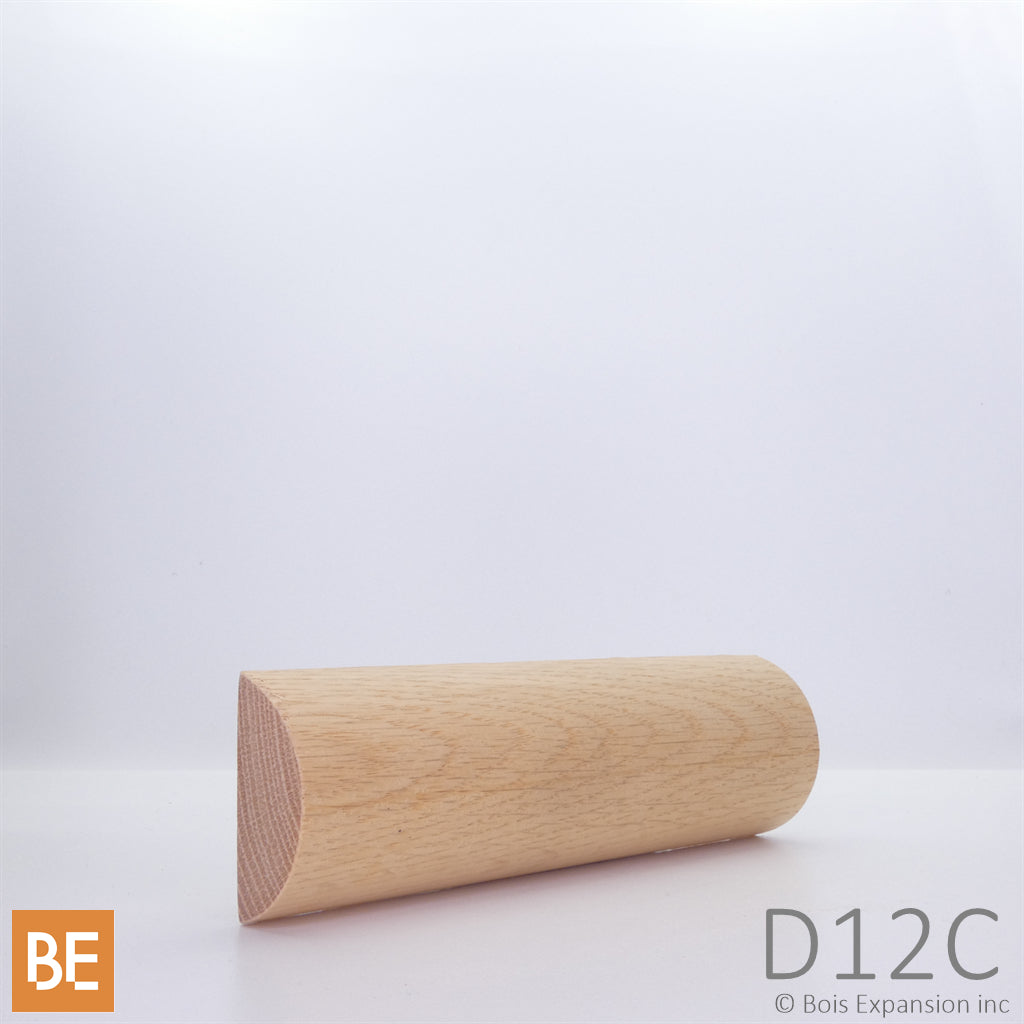 Demi-rond en bois - D12C - 3/4 x 1-3/4 - Chêne rouge | Wood half-round - D12C - 3/4 x 1-3/4 - Red oak