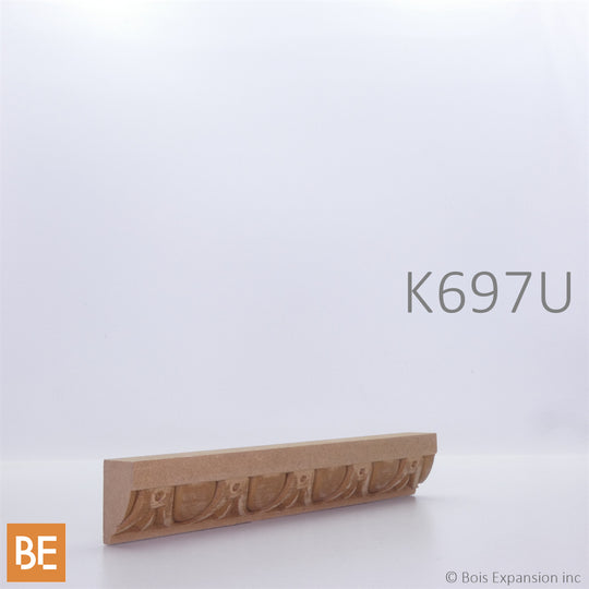 Cimaise en fibre de bois embossé - K697U Oves et dards - 5/8" x 1" - MDF