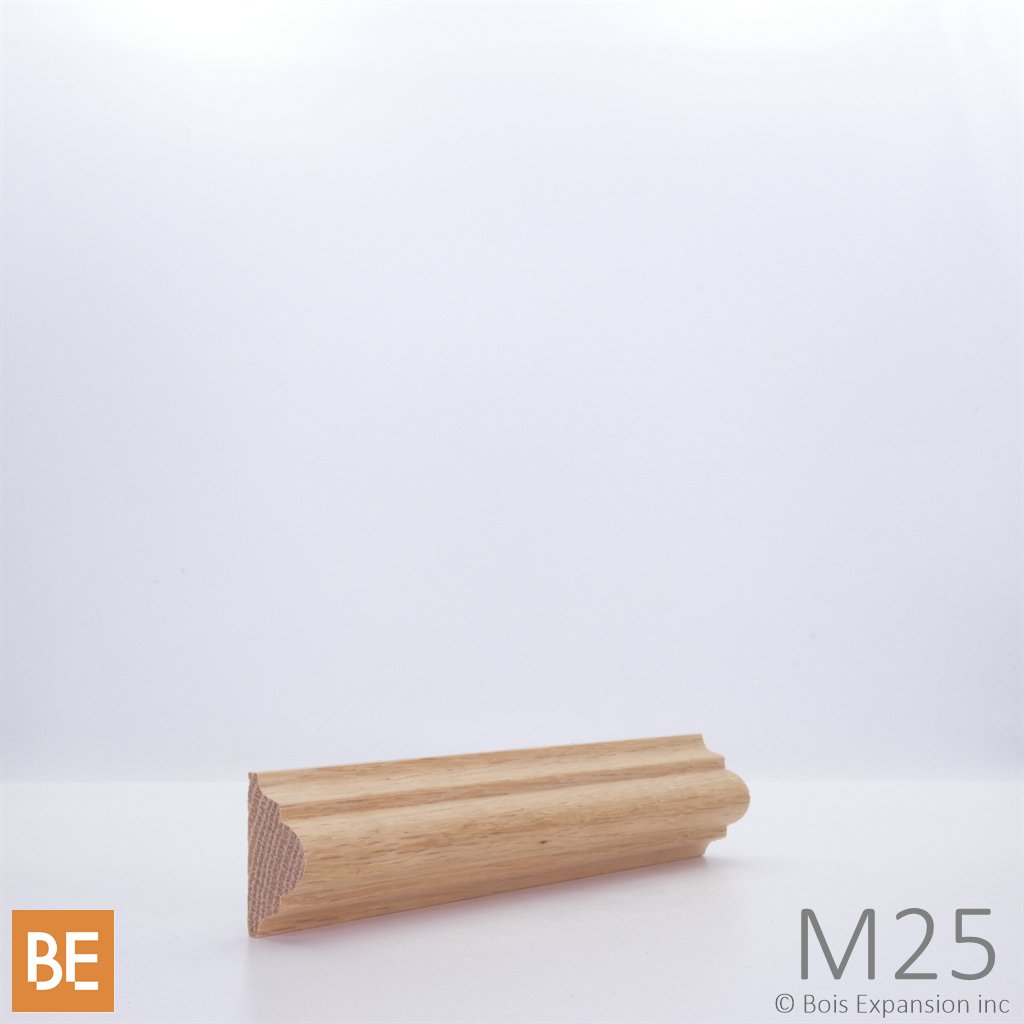 Astragale en bois - M25 Double gorge - 5/8 x 1-1/8 - Chêne rouge | Wood astragal - M25 Double cove - 5/8 x 1-1/8 - Red oak