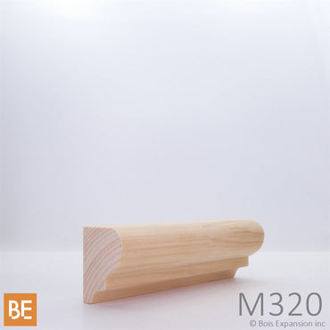 Cimaise en bois - M320 Bullnose- 1-1/4 x 1-5/8 - Pin blanc jointé | Wood chair rail - M320 Bullnose - 1-1/4 x 1-5/8 - Jointed white pine